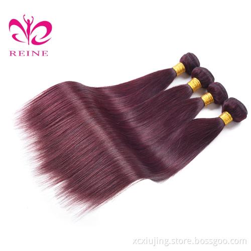 Wholesale Beautiful Color 99j Silky Straight Hair Weave Brazilian Processed Virgin Hair